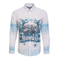 Hawaii Sugar Plantation Long Sleeve Button Shirt With Hawaiian Tapa Pattern