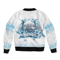 Hawaii Sugar Plantation Sleeve Zip Bomber Jacket With Hawaiian Tapa Pattern