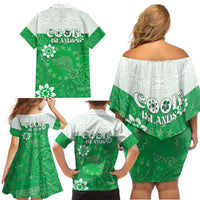 Cook Islands Maori Language Week Family Matching Off Shoulder Short Dress and Hawaiian Shirt Pacific Tapa Pattern LT05 - Polynesian Pride