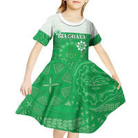 Cook Islands Maori Language Week Kid Short Sleeve Dress Pacific Tapa Pattern LT05 - Polynesian Pride