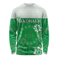 Cook Islands Maori Language Week Long Sleeve Shirt Pacific Tapa Pattern LT05 Unisex Green - Polynesian Pride
