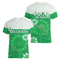 Cook Islands Maori Language Week Women V-Neck T-Shirt Pacific Tapa Pattern LT05 - Polynesian Pride