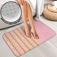 Hawaii Shell Tiare Anthurium Heliconia Lei Bathroom Set With Tapa Pattern Baby Pink