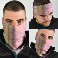 Hawaii Shell Tiare Anthurium Heliconia Lei Neck Gaiter With Tapa Pattern Baby Pink