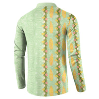Hawaii Shell Tiare Anthurium Heliconia Lei Button Sweatshirt With Tapa Pattern Baby Green