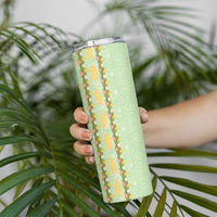 Hawaii Shell Tiare Anthurium Heliconia Lei Skinny Tumbler With Tapa Pattern Baby Green