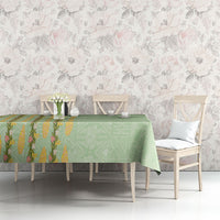 Hawaii Shell Tiare Anthurium Heliconia Lei Tablecloth With Tapa Pattern Baby Green