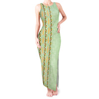 Hawaii Shell Tiare Anthurium Heliconia Lei Tank Maxi Dress With Tapa Pattern Baby Green