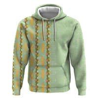 Hawaii Shell Tiare Anthurium Heliconia Lei Zip Hoodie With Tapa Pattern Baby Green