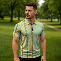 Hawaii Shell Tiare Anthurium Heliconia Lei Zipper Polo Shirt With Tapa Pattern Baby Green