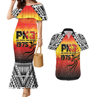 Papua New Guinea 50th Independence Day Couples Matching Mermaid Dress and Hawaiian Shirt One People One Nation One PNG LT05 Yellow - Polynesian Pride