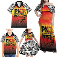 Papua New Guinea 50th Independence Day Family Matching Off Shoulder Maxi Dress and Hawaiian Shirt One People One Nation One PNG LT05 - Polynesian Pride