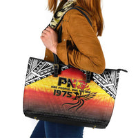 Papua New Guinea 50th Independence Day Leather Tote Bag One People One Nation One PNG LT05 Yellow - Polynesian Pride