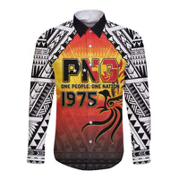 Papua New Guinea 50th Independence Day Long Sleeve Button Shirt One People One Nation One PNG LT05 Unisex Yellow - Polynesian Pride