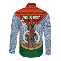 Personalized Vanuatu Penama Province Long Sleeve Button Shirt Vanuatuan Coat Of Arms Polynesian Pattern LT05 - Polynesian Pride