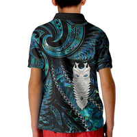 New Zealand Aotearoa Kid Polo Shirt Maori Tane Te Waiora Paua Shell Glitter Turquoise LT05 - Polynesian Pride