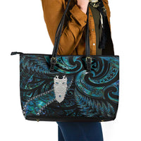 New Zealand Aotearoa Leather Tote Bag Maori Tane Te Waiora Paua Shell Glitter Turquoise LT05 - Polynesian Pride