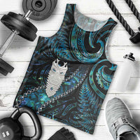 New Zealand Aotearoa Men Tank Top Maori Tane Te Waiora Paua Shell Glitter Turquoise