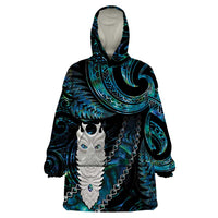 New Zealand Aotearoa Wearable Blanket Hoodie Maori Tane Te Waiora Paua Shell Glitter Turquoise