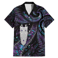 New Zealand Aotearoa Family Matching Mermaid Dress and Hawaiian Shirt Maori Tane Te Waiora Paua Shell Glitter Purple LT05 Dad's Shirt - Short Sleeve Purple - Polynesian Pride