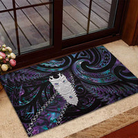 New Zealand Aotearoa Rubber Doormat Maori Tane Te Waiora Paua Shell Glitter Purple LT05 - Polynesian Pride