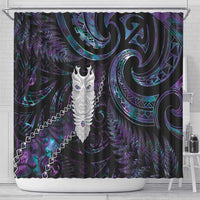 New Zealand Aotearoa Shower Curtain Maori Tane Te Waiora Paua Shell Glitter Purple LT05 - Polynesian Pride