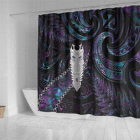 New Zealand Aotearoa Shower Curtain Maori Tane Te Waiora Paua Shell Glitter Purple LT05 - Polynesian Pride