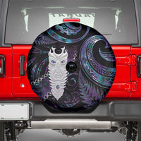 New Zealand Aotearoa Spare Tire Cover Maori Tane Te Waiora Paua Shell Glitter Purple