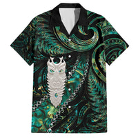 New Zealand Aotearoa Family Matching Puletasi and Hawaiian Shirt Maori Tane Te Waiora Paua Shell Glitter Green LT05 Dad's Shirt - Short Sleeve Green - Polynesian Pride