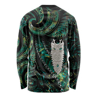 New Zealand Aotearoa Long Sleeve Shirt Maori Tane Te Waiora Paua Shell Glitter Green