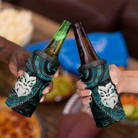 New Zealand Aotearoa 4 in 1 Can Cooler Tumbler Maori Wheku Paua Shell Glitter Turquoise LT05 - Polynesian Pride