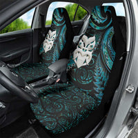 New Zealand Aotearoa Car Seat Cover Maori Wheku Paua Shell Glitter Turquoise
