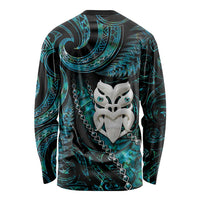 New Zealand Aotearoa Long Sleeve Shirt Maori Wheku Paua Shell Glitter Turquoise