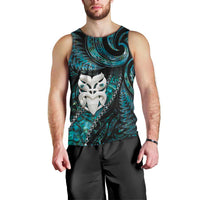 New Zealand Aotearoa Men Tank Top Maori Wheku Paua Shell Glitter Turquoise