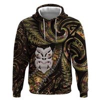 New Zealand Aotearoa Hoodie Maori Wheku Paua Shell Glitter Gold LT05 Pullover Hoodie Gold - Polynesian Pride