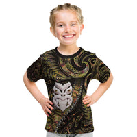 New Zealand Aotearoa Kid T Shirt Maori Wheku Paua Shell Glitter Gold LT05 Gold - Polynesian Pride