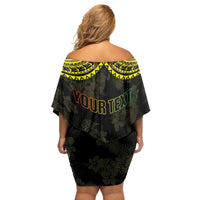 Aloha Tropical Palm Trees Family Matching Off Shoulder Short Dress and Hawaiian Shirt Reggae Polynesian Pattern