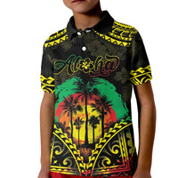 Aloha Tropical Palm Trees Kid Polo Shirt Reggae Polynesian Pattern LT05 Kid Black - Polynesian Pride