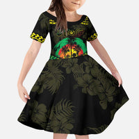 Aloha Tropical Palm Trees Kid Short Sleeve Dress Reggae Polynesian Pattern LT05 KID Black - Polynesian Pride