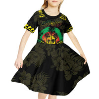Aloha Tropical Palm Trees Kid Short Sleeve Dress Reggae Polynesian Pattern LT05 - Polynesian Pride