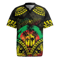 Aloha Tropical Palm Trees Rugby Jersey Reggae Polynesian Pattern