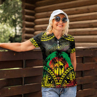 Aloha Tropical Palm Trees Women Polo Shirt Reggae Polynesian Pattern