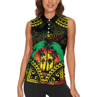 Aloha Tropical Palm Trees Women Sleeveless Polo Shirt Reggae Polynesian Pattern LT05 - Polynesian Pride