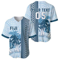 Custom Fiji Regatta Baseball Jersey Palm Tree Tapa Pattern - Polynesian Pride