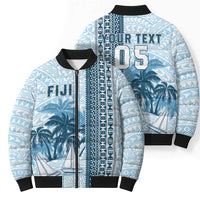 Custom Fiji Regatta Bomber Puffer Jacket Palm Tree Tapa Pattern - Polynesian Pride