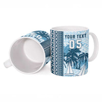 Custom Fiji Regatta Ceramic Mug Palm Tree Tapa Pattern - Polynesian Pride