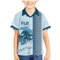 Custom Fiji Regatta Family Matching Mermaid Dress and Hawaiian Shirt Palm Tree Tapa Pattern - Polynesian Pride