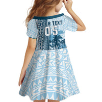 Custom Fiji Regatta Family Matching Off The Shoulder Long Sleeve Dress and Hawaiian Shirt Palm Tree Tapa Pattern - Polynesian Pride