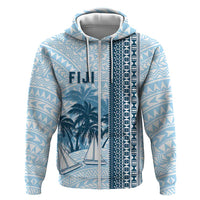 Custom Fiji Regatta Hoodie Palm Tree Tapa Pattern LT05 Zip Hoodie Blue - Polynesian Pride
