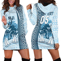 Custom Fiji Regatta Hoodie Dress Palm Tree Tapa Pattern - Polynesian Pride